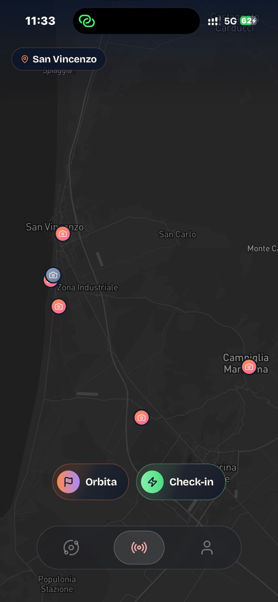 Schermata check-in di Orbita